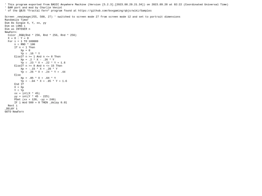 sample_programs/Color_Changing Fractal Fern.prod.bas screenshot