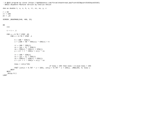 sample_programs/Deforming Torus.prod.bas screenshot
