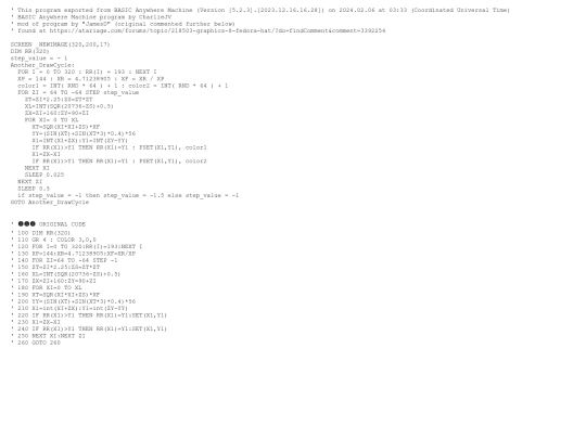 sample_programs/Fedora Hat II.prod.bas screenshot
