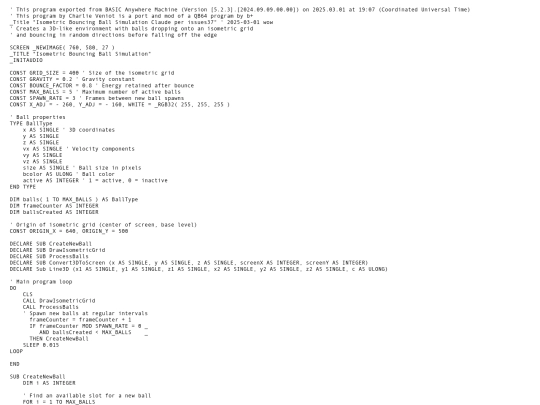 sample_programs/Isometric Bouncing Ball Sim.prod.bas screenshot