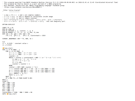 sample_programs/Julia Fractal.prod.bas screenshot