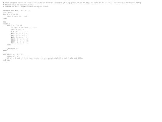 sample_programs/Matrix Rain.prod.bas screenshot