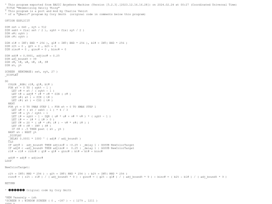 sample_programs/Mesmerizing Swirly Thing.prod.bas screenshot