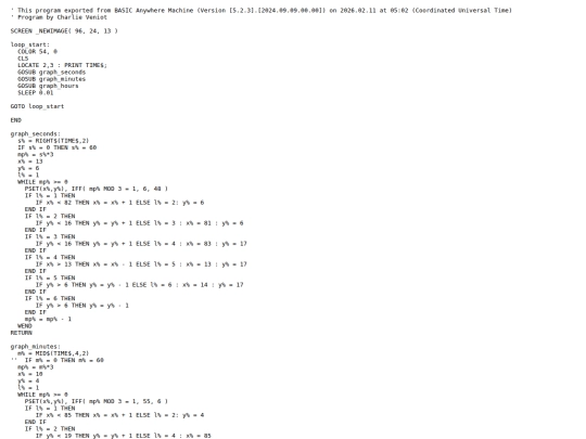 sample_programs/Quirky Digital Clock.prod.bas screenshot