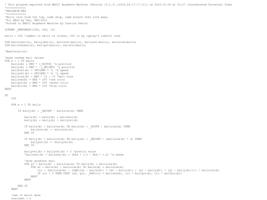 sample_programs/Raining Balls.prod.bas screenshot