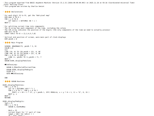 sample_programs/Rolling Clock.prod.bas screenshot