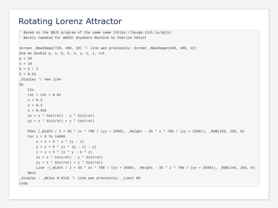 sample_programs/Rotating Lorenz Attractor.prod.bas screenshot