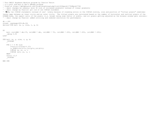 sample_programs/Scrolling Gradiant Balls.prod.bas screenshot