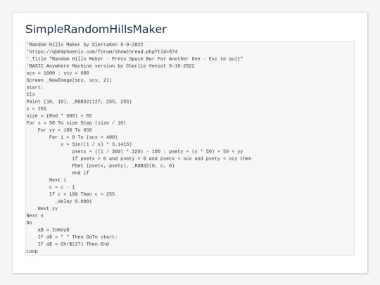 sample_programs/SimpleRandomHillsMaker.prod.bas screenshot