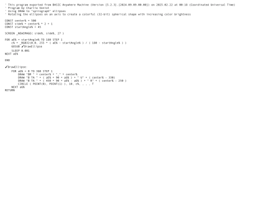 sample_programs/Spirographed ellipses for colorful sphere.prod.bas screenshot