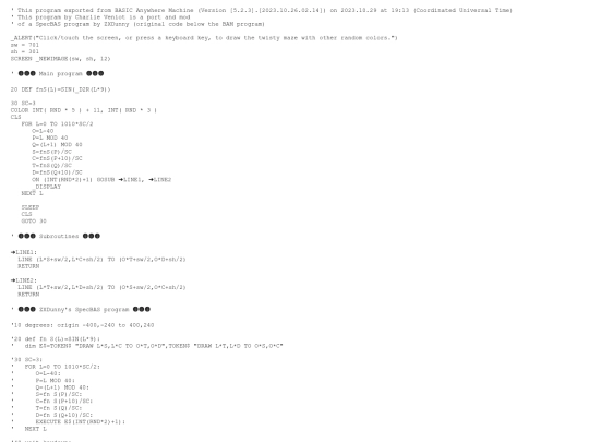 sample_programs/Ten Print Twist.prod.bas screenshot