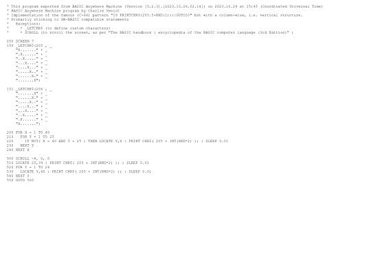 sample_programs/Ten Print Vertical.prod.bas screenshot