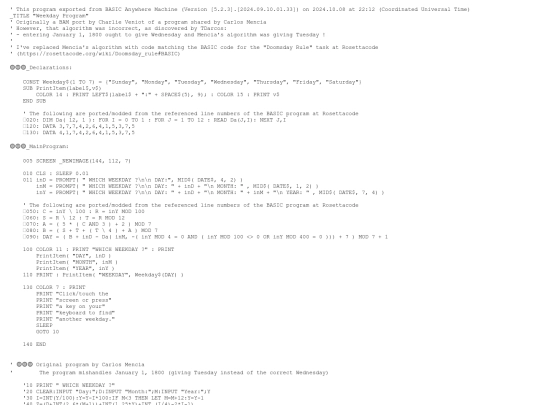 sample_programs/WeekdayFromDate.prod.bas screenshot