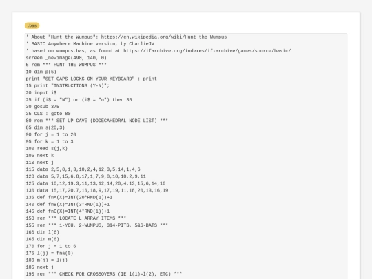 sample_programs/Wumpus.bas screenshot