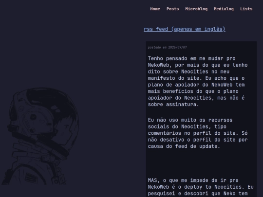 portuguese/cozyblog/microblog screenshot