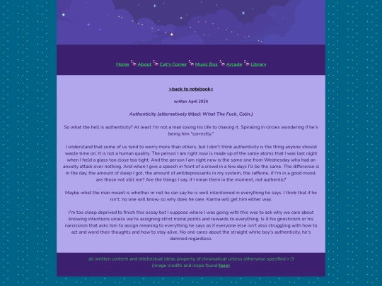 Cat's Corner/notebook/Authenticity (What The Fuck, Colin)/authenticity screenshot
