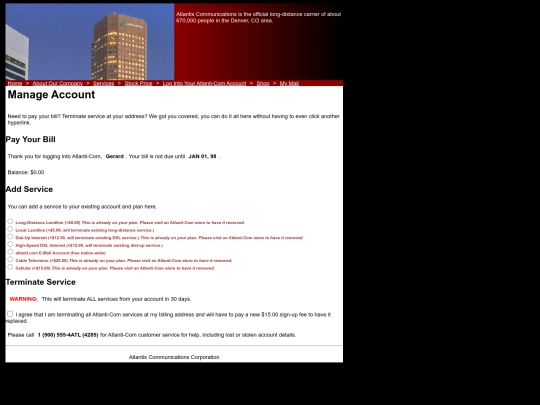 acct/manage screenshot