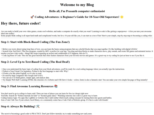 Blog screenshot