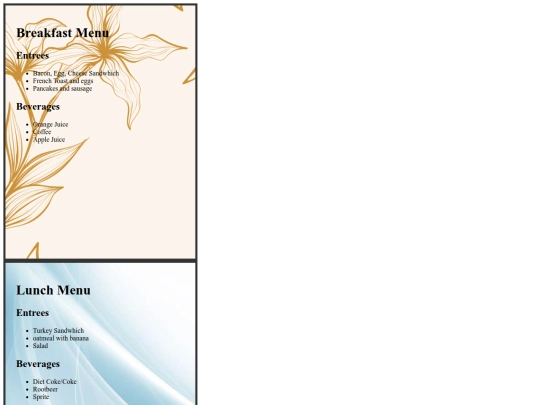 menu screenshot