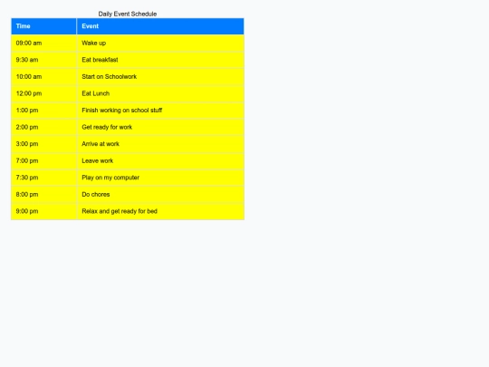schedule screenshot