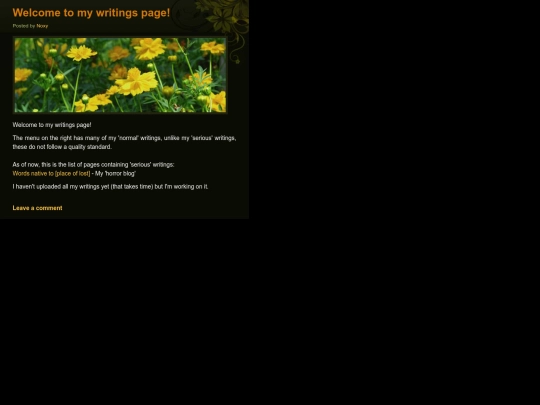 Writings/welcome screenshot