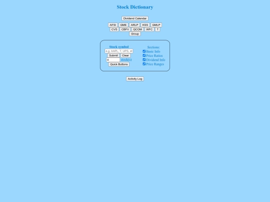 stocks/dictionaryA screenshot