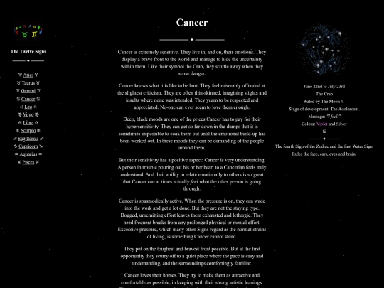 zodiac/cancer screenshot