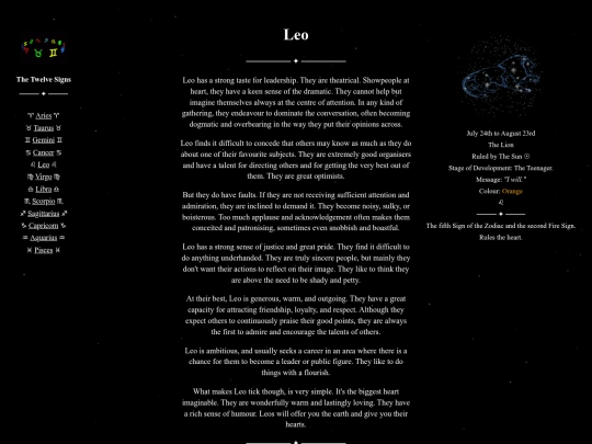zodiac/leo screenshot