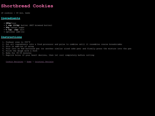 Cookies/shortbread screenshot