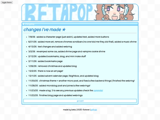 changelog screenshot