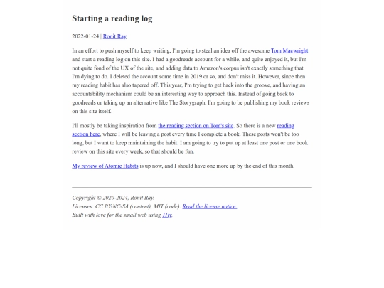 technical-writing/reading-log screenshot