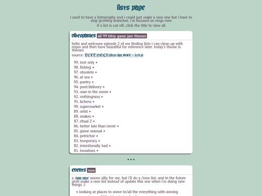 page/lists screenshot