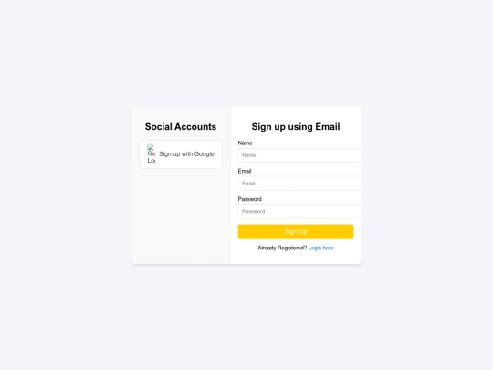 sign up screenshot