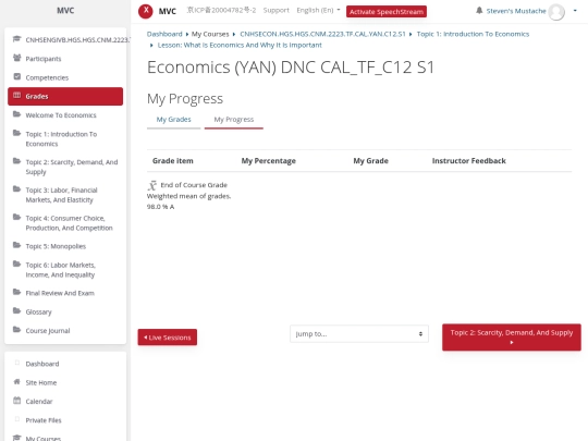 Calvert/Grades screenshot
