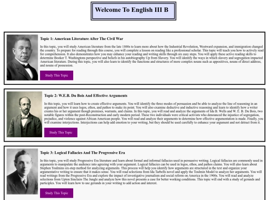 Calvert/James Grade 11/ELA/English III screenshot