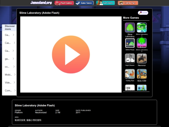 flash/slimelab screenshot