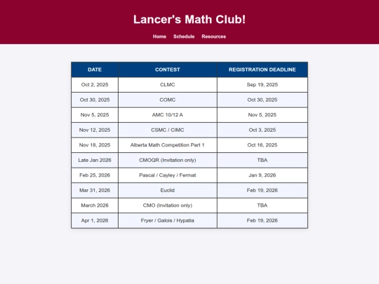 schedule screenshot