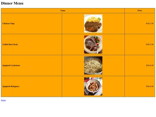 Dinner screenshot