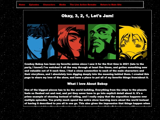projectspage/beboppage/cowboybebop screenshot