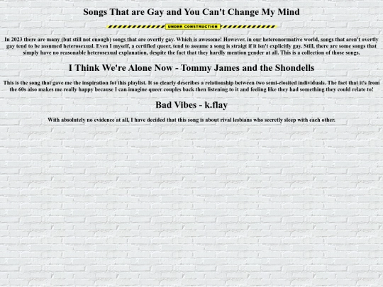 projectspage/mixtapespage/playlistpages/gaysongs screenshot