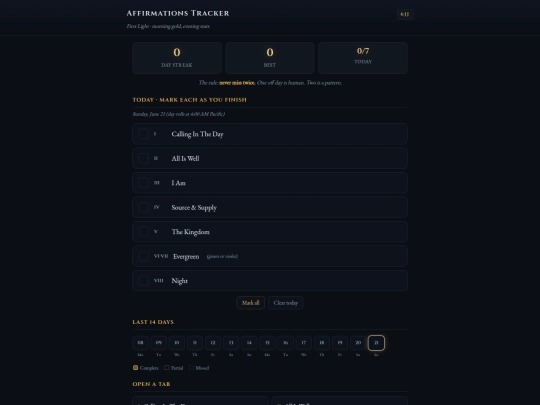 affirmations-tracker screenshot