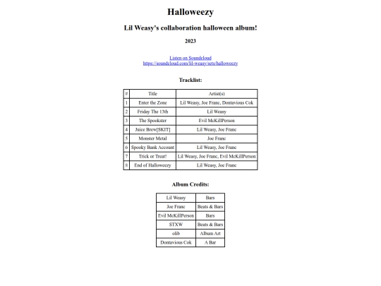 pages/discography/weasy/halloweezy screenshot