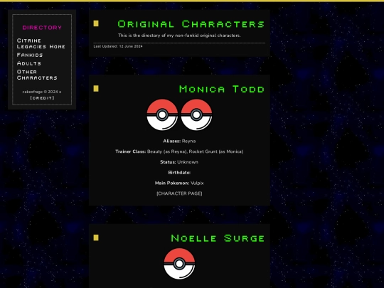 citrineverse/directory/original_characters screenshot
