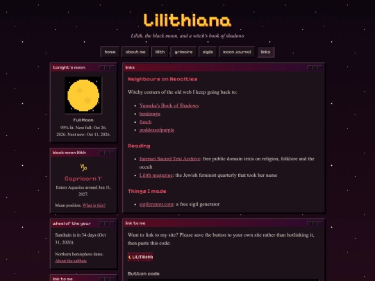 links screenshot