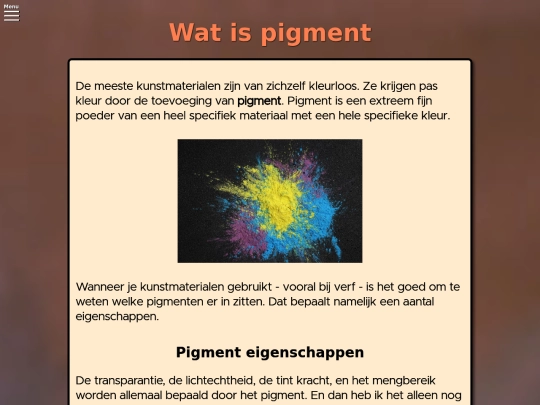 Artikelen/Materiaal/Pigment screenshot