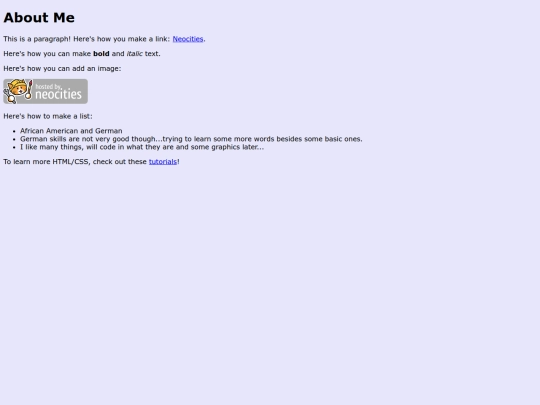 About Me Section Stuff/home screenshot