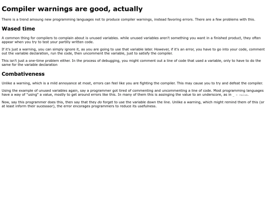 o/warnings screenshot