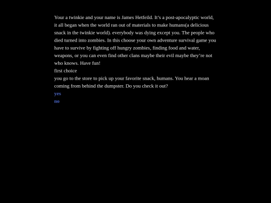 Twine Games/2020-2021 Twine Games/Call of Twinkie screenshot