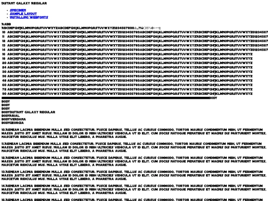 Distant-Galaxy-fontfacekit/DISTGRG_-demo screenshot
