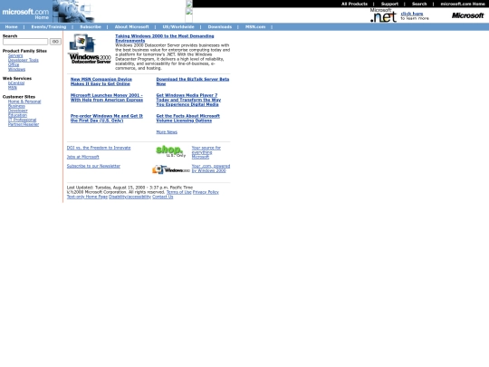 Welcome to Microsoft's Homepage screenshot